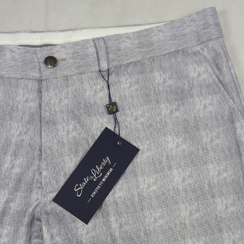 NEW State & Liberty Athletic Fit Brushed Tech Suit Pant Gray Plaid Mens Size‎ 40